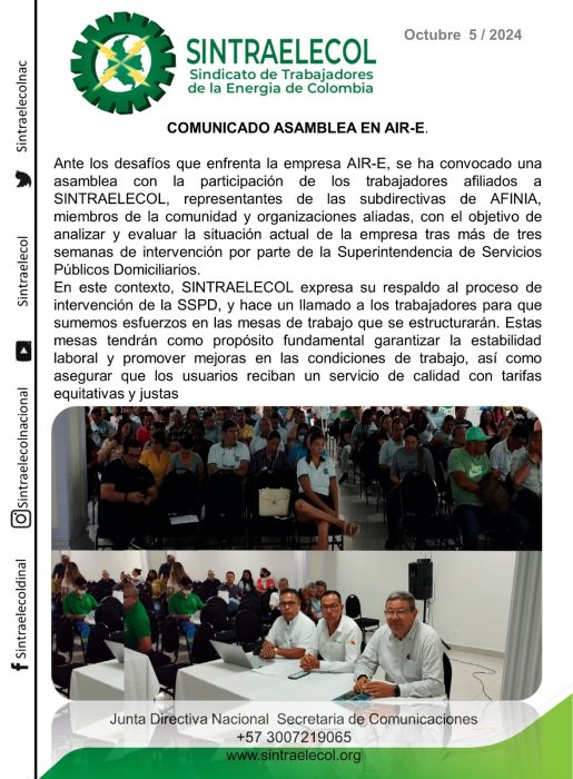 COMUNICADO NACIONAL ASAMBLEA AIR-E